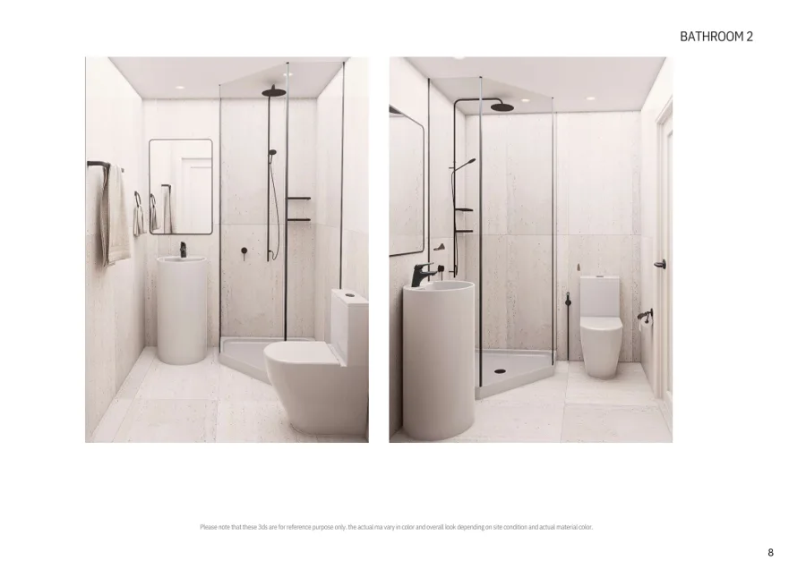 Visualisation of a private shower room