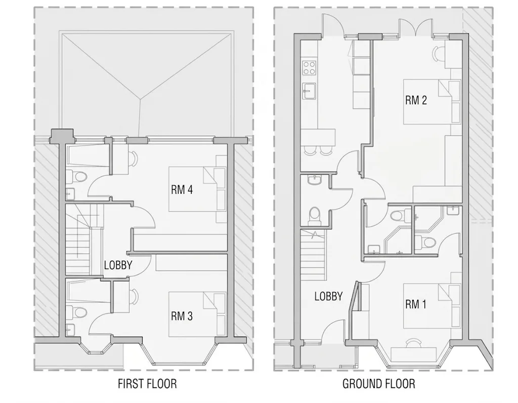 Proposed ground- and first-floor plan for 614 North Circular Road